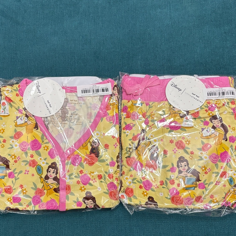 Little Sleepies Disney Princess Belle Women’s Pajamas Medium Set